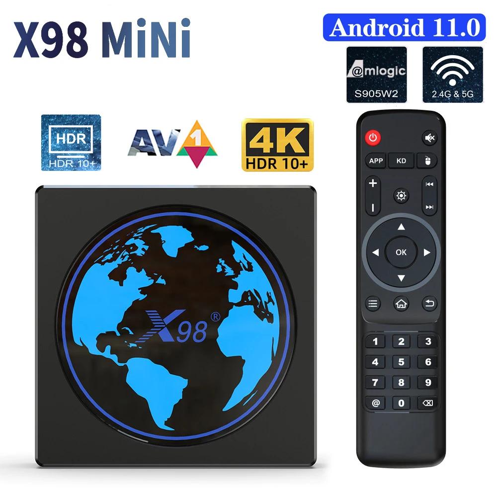 Ʈ TV ڽ ̴  ڽ, ȵ̵ 11 Amlogic S905W2 TVBOX, 4GB 32G 64G AV1 2.4G 5G   4K ̵ ÷̾, BT 3D ̽ X98